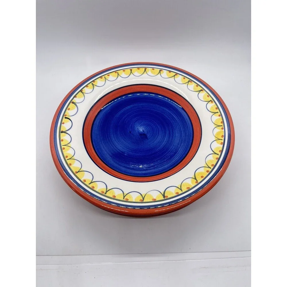 Pier 1 Del Sol Handpainted Earthenware Dessert Salad Plates Set of Three 8 1/2